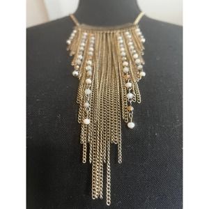 Chandelier Gold Necklace with Beaded Detail